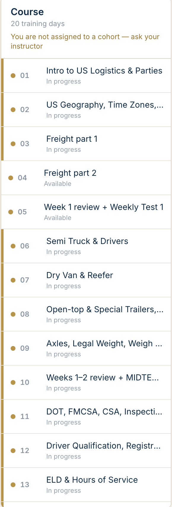First Mile — course curriculum